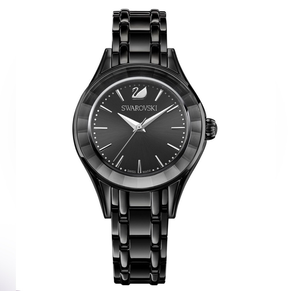 Swarovski Alegria 33mm Black Crystal Bezel Sunray Dial Watch